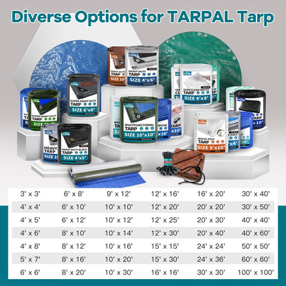TARPAL 40x50 Feet Blue Tarp Waterproof 5mil Extra Large tarp Multipurpose Protective Cover All Purpose Poly Tarps for Firewood,Camping,Tent,Outdoor Furniture