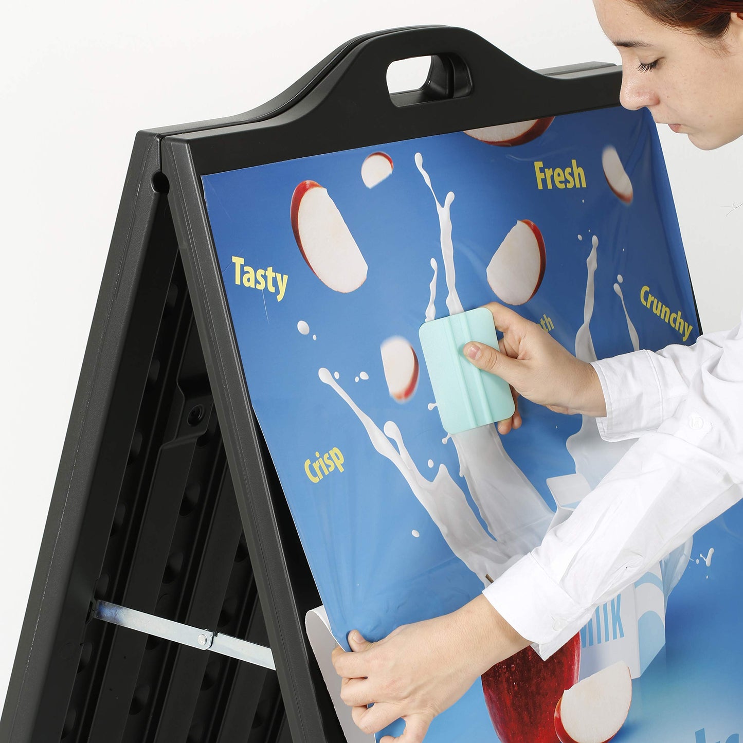 M&T Displays Street SignPro Board, Black 24x36 Inch Sandwich Board A-Frame Sidewalk Curb Sign Holder Folding Portable Double Sided Advertising Display for Restaurant Cafe