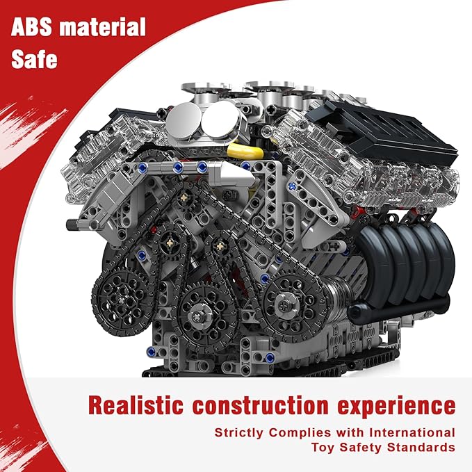 Mould King LR V10 Engine Model Kit for Adults 1834 Pcs Engine Kits That Runs DIY Mechanical Building Set for 14+ 10250 STEM Educational Toy Car Motor