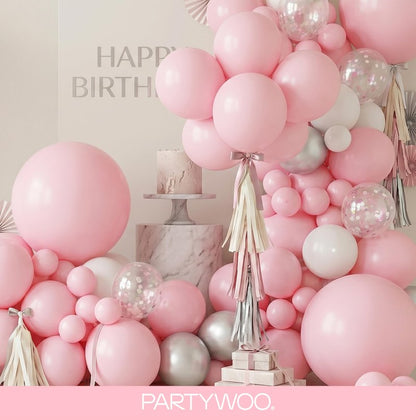 PartyWoo Baby Pink Balloons 100 pcs Different Sizes of 18 12 10 5 Inch Pastel Pale Light Pink Balloons Arch Kit Garland for Baby Shower Gender Reveal Birthday Princess Party Decorations Pink-Q05