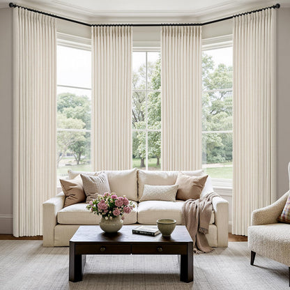 MIULEE Pinch Pleated Linen Curtains - 90-Inch Ivory Cream Semi-Sheer Drapes | 4 Panels for Light Filtering Privacy