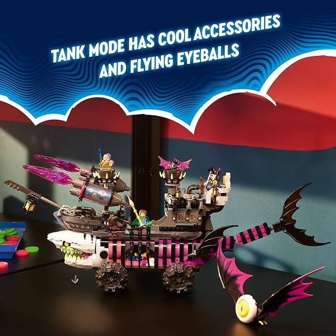 LEGO DREAMZzz Nightmare Shark Ship 71469 Construct The Building Toy Set as a Flying Pirate Ship or a Monster Truck Includes 4 Minifigures Shark Toy Gift for Tweens and Kids Ages 10 and Up
