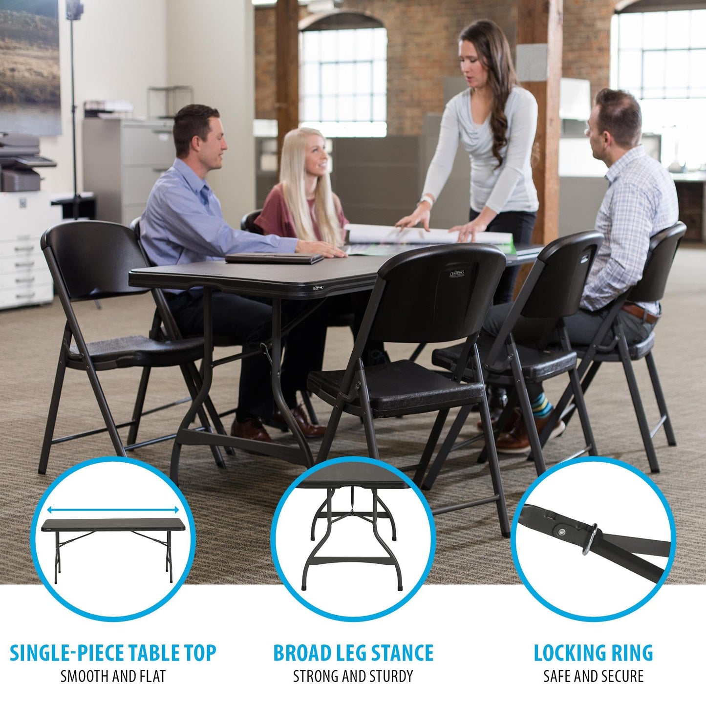 Lifetime 6-Foot Nesting Folding Table, Commercial, Black