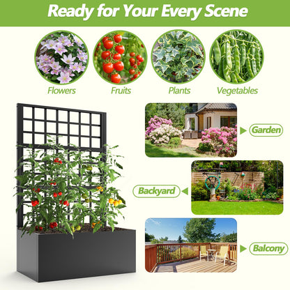BUKLIYN Metal Planter with Trellis - Trellis with Planter Box & Privacy Screen, Outdoor Raised Garden Bed for Climbing Plants(63"x31.5"x16")