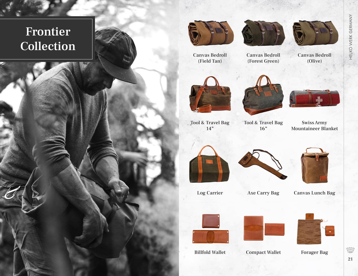 1844 Helko Werk Germany Frontier Collection Canvas Log Carrier - Firewood Holders and bags for Fireplace Logs - Made in USA (Log Carrier Green) #8755G