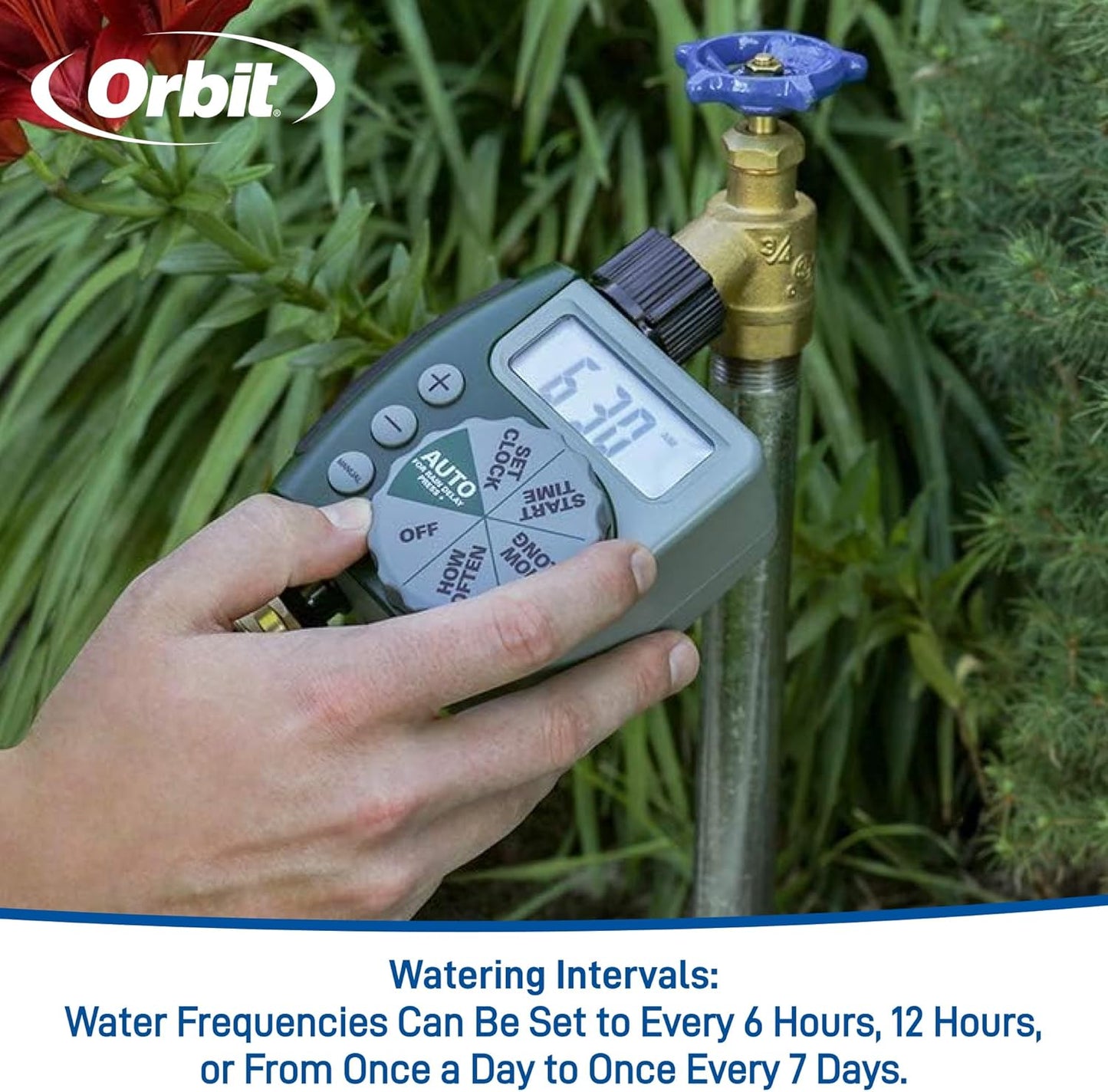 Orbit Programmable Digital Hose Watering Timer - Battery Powered with LCD Screen | 1 Outlet, Rain Delay Feature