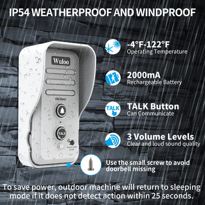 Wuloo Wireless Intercom Doorbell Chime for Home Intercomunicador (1&1-White)