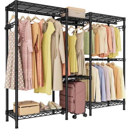 Golpart Heavy Duty Garment Rack Clothes Rack,Large Metal Closet Organizer System Storage Wardrobe,Freestanding Clothing Rack Black 15.75" D x 77.5" W x 77" H
