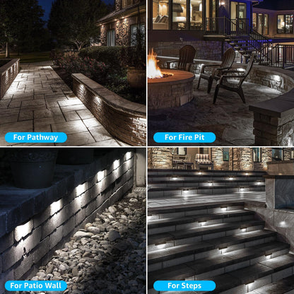 SUNVIE Hardscape Lighting 5W LED 5000K Waterproof Low Voltage Step Lights, Matte Black, Model CLDF0512C, 12 Pack