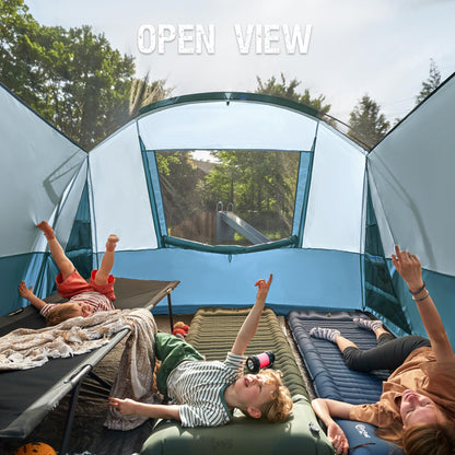 Portal 8 Person Family Camping Tent with Screen Porch, Waterproof Tunnel Tent with Raifly, Large Tents for Outdoor Camping, Yard