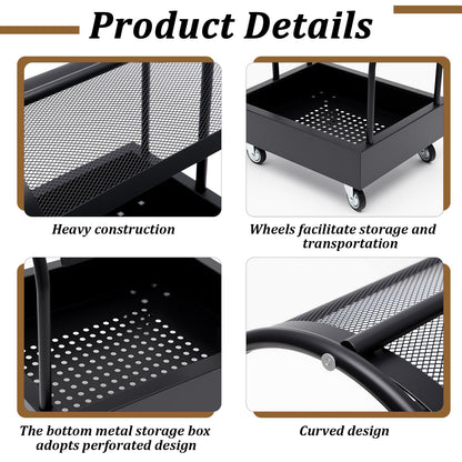 Metal Rolling Saddle Rack Cart with Basket Storage Box Built-in Grooming Organizer Fits Western English Saddles 360° Swivel Wheels Heavy Duty Caster for Tack Room, Bridle, Horse Lovers, Cowboy