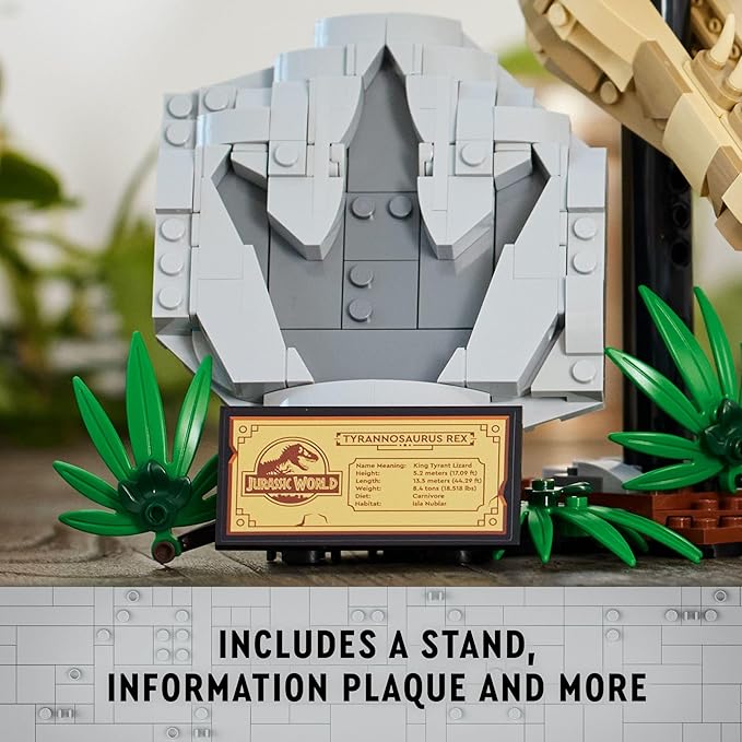 LEGO Jurassic World Dinosaur Fossils: T Rex Skull Building Toy - Dinosaur Toy for Boys &amp Girls Ages 9+ Years - Gift for Christmas - Display for Bedroom - 76964