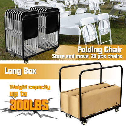 Folding Table Cart, Table Dolly with Swivel Caster Transport 6-8PCS Rectangular,Round Folding Tables 24In Width Panel Cart Have 3 Pole for Separating Area&Detachable Design Easy to Through Doorway