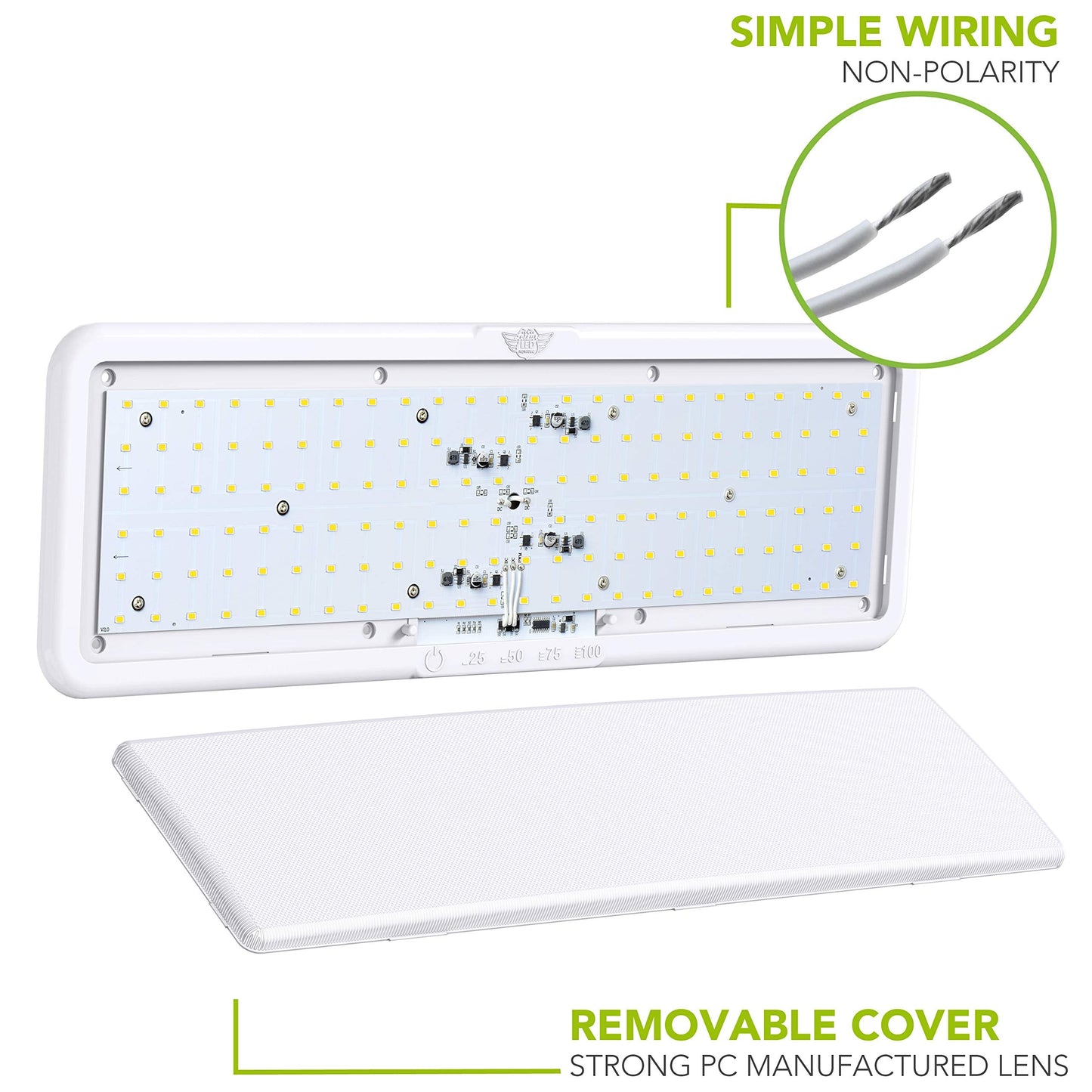 Leisure LED RV LED Ceiling Light Fixture 20" x 6.5" -1450 Lumen with Touch Dimmer Switch Interior Lighting for Car/RV/Trailer/Camper/Boat DC 12V Natural White 4000-4500K (4-PACK)