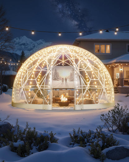 VEVOR Garden Dome Tent, 12 x 7.2 ft Clear Bubble Tent House for 4–7 Person, Waterproof PVC Geodesic Dome Greenhouse with Ventilated Window, Outdoor Igloo