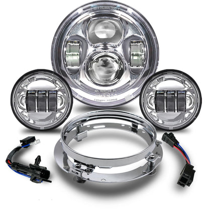 7 inch Motorcycle LED Headlight 4.5" Fog Passing Lights DOT SAE Approved, Compatible with Davidson Fat Boy Street Glide Heritage Softail Road King Switchback Electra Glide Ultra Classic Chrome