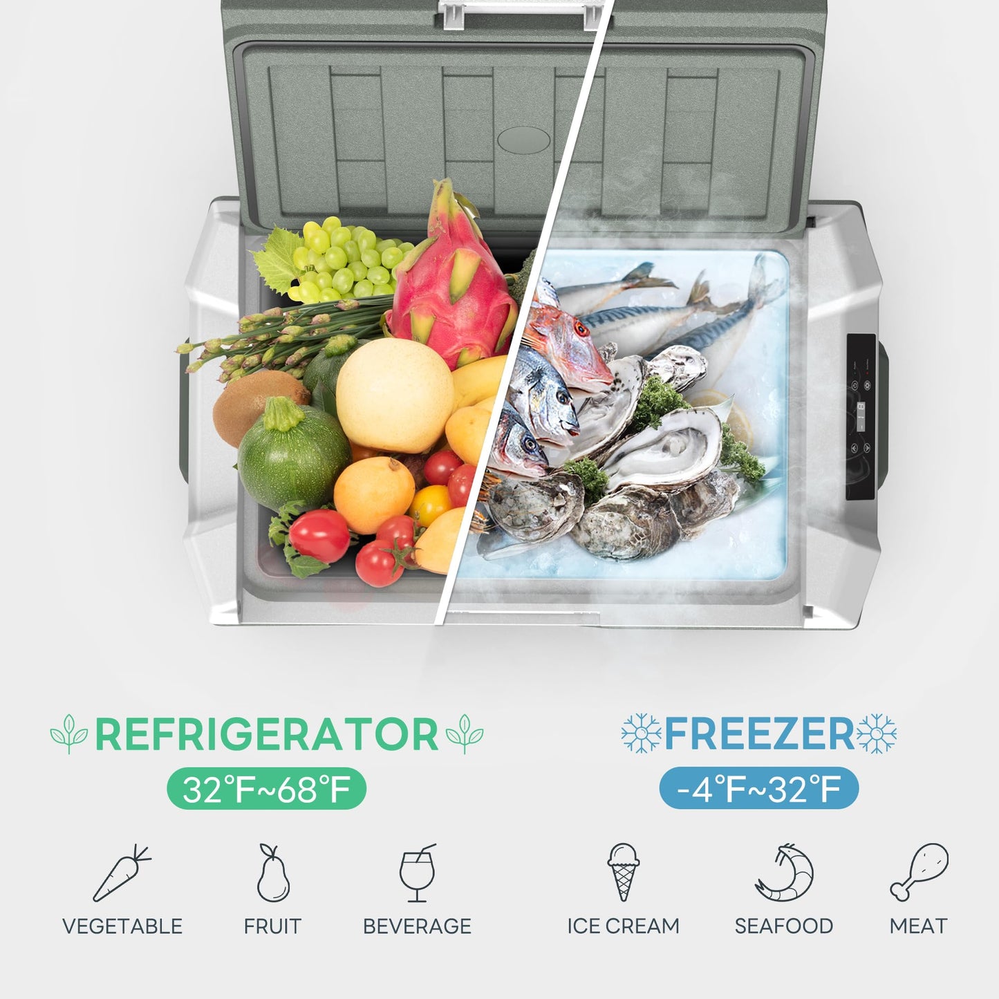 Alpicool Car Refrigerator 12 Volt Refrigerator 37QT. Freezer Electric Cooler, Portable Fridge for Car 12/24V DC 100~240V AC Portable Freezer for Camping RV Camper Truck -4℉-68℉