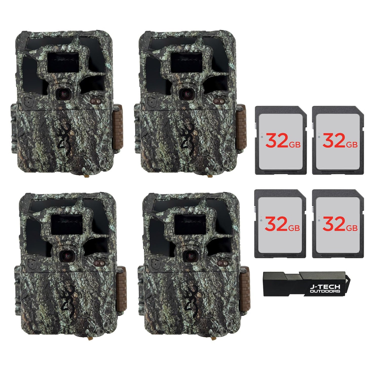 Browning Dark Ops Pro X 1080 Trail Game Camera Bundle Includes 32GB Memory Card and J-TECH Card Reader (24MP) 4 Pack | BTC6PX1080