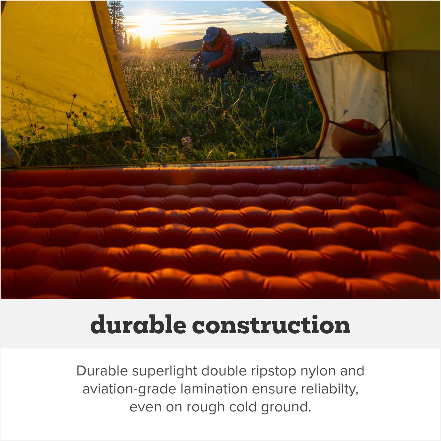 Big Agnes Rapide SL - Insulated Sleeping Pad, Ultralight, All Season Compact Backpacking and Hiking, Pumphouse Sack Included, Orange, 50x78 Tapered