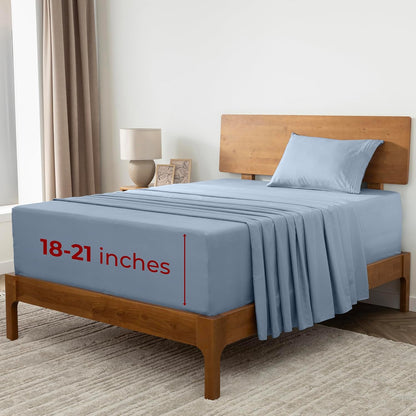 Mellanni Extra Deep Twin XL Sheets - Luxury Cooling Bedding Set - Ultra Soft & Stain Resistant (Blue Hydrangea)
