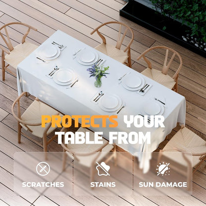 WEALUXE White Table Cloths for 8 Foot Rectangle Tables, 2-Pack, 60x126 inches, Water, Stain and Wrinkle Resistant, 200 GSM Washable Poly Fabric Tablecloths Rectangular, Elegant and Durable