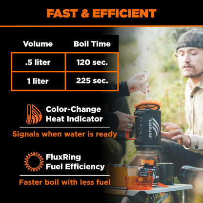 Jetboil Flash Java 1.8L Portable Fast Boil Stove and Coffee Press for Camping and Backpacking, 1-Step Auto Ignition, New for 2026, Propane/Isobutane Burner, Orange Topo