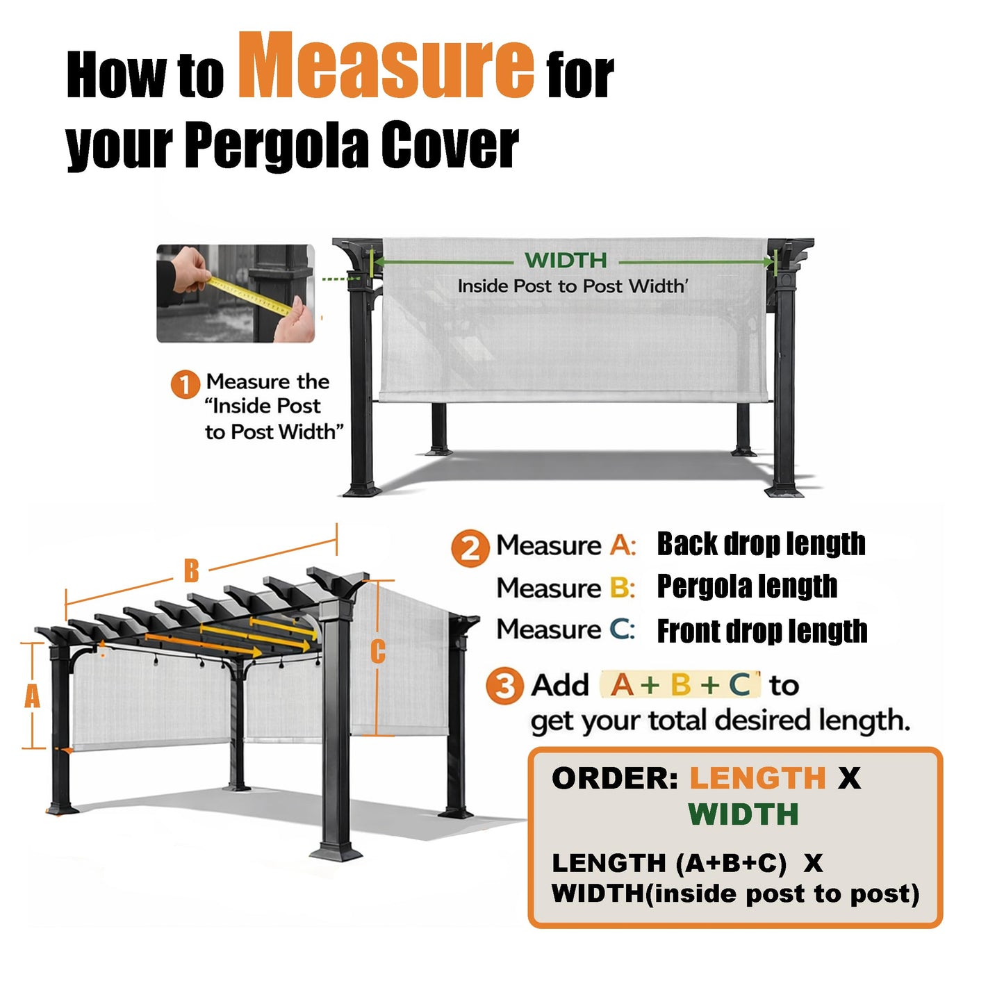 Alion Home Waterproof Pergola Cover - Universal Replacement Canopy (14' L x 10' W, Muddy Water)