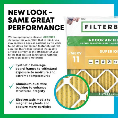 Filterbuy 20x20x1 Air Filter - MERV 11 Pet & Allergy Defense | 6-Pack Electrostatic Pleated HVAC Filters (Actual Size: 19.5 x 19.5 x 0.75)