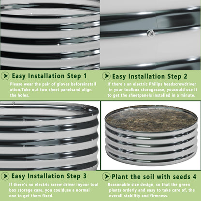 DIIYIV 2Pack 3x3x1ft Galvanized Raised Garden Bed, Planter Raised Garden Beds Outdoor, Round Clearance Raised Garden Beds for Gardening Vegetables