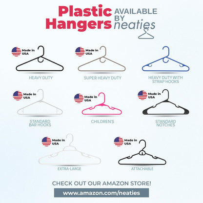Neaties Heavy Duty Clothes Hangers 36 Pack – Made in The USA – 8lb Capacity Plastic Hangers for Adult Clothing – Durable for Pants, Coats, Jackets, or Jeans – White