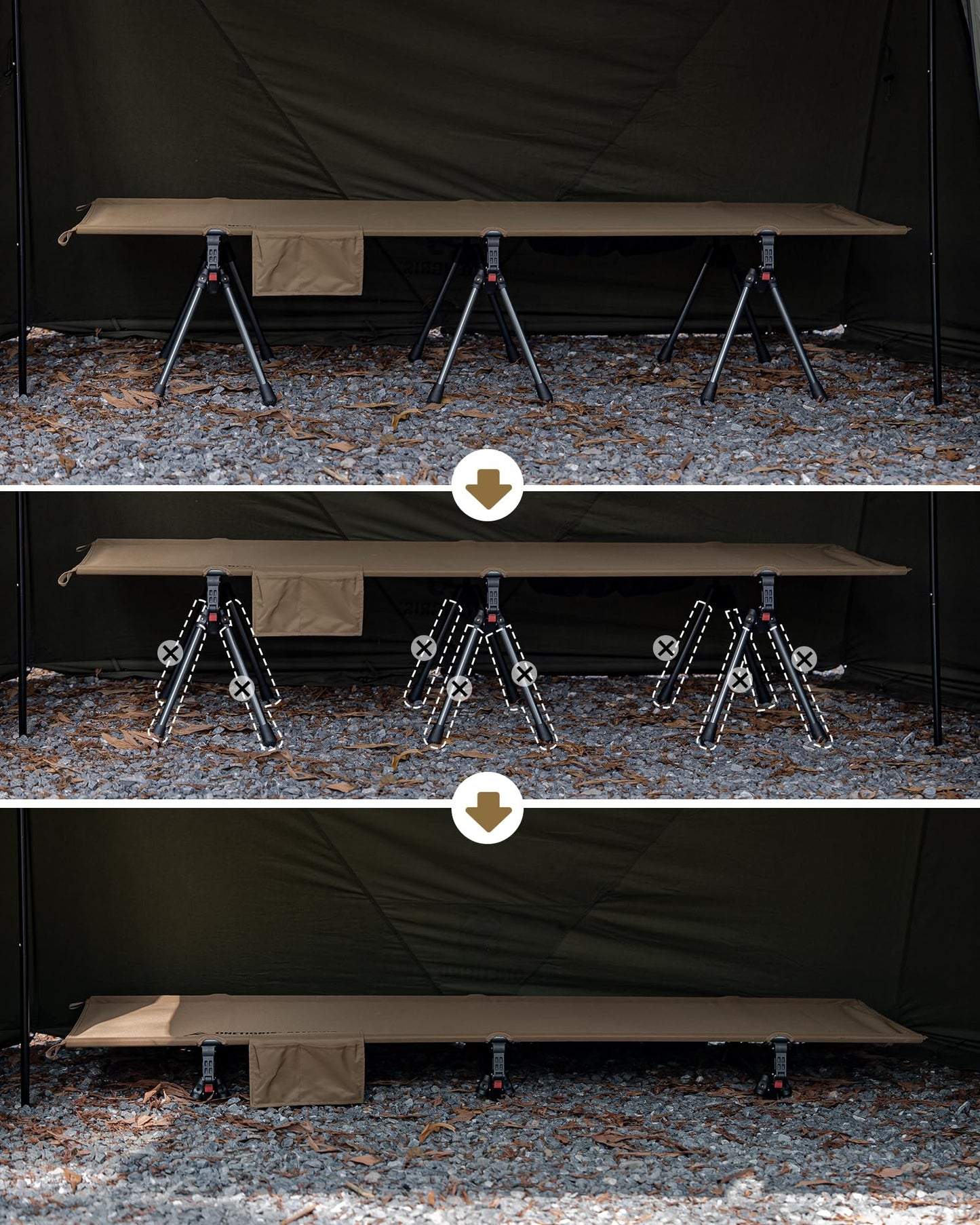 ONETIGRIS SUPRANUBIS Camping Cot, Height Adjustable with Cot Leg Extenders, Strong Support 330lbs, Lightweight Comfortable Folding Bed for Camping, Hiking, Travel, Truck, Beach, Office Nap