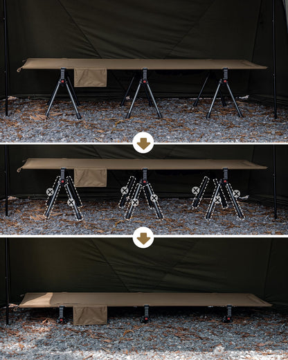 ONETIGRIS SUPRANUBIS Camping Cot, Height Adjustable with Cot Leg Extenders, Strong Support 330lbs, Lightweight Comfortable Folding Bed for Camping, Hiking, Travel, Truck, Beach, Office Nap