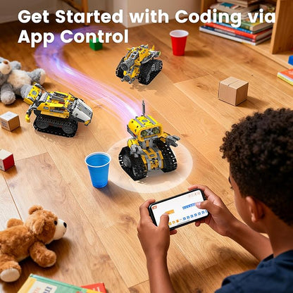 5 in 1 STEM RC Robotics Kit APP &amp Remote Control Robot Building Kit DIY Science Kits for Kids Age 8-12 8 Year Old Boy Birthday Gift