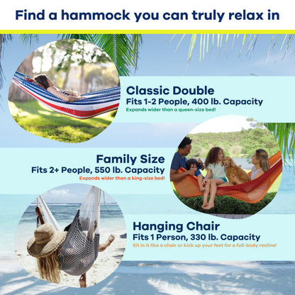 Handwoven Hanging Chair by Yellow Leaf Hammocks - Fits 1 Person, 330lb Max - Kick Back for Full-Body Recline - Weathersafe, Ultra Soft, Hang Anywhere - Color: Neon - Blue - Turquoise
