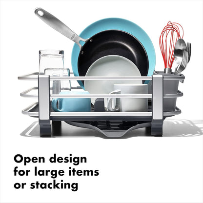 OXO Good Grips Dish Rack - Rustproof Aluminum Design for Efficient Drying | Space-Saving Size