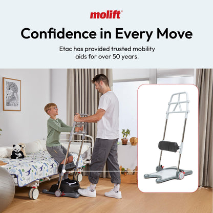 Molift Raiser Pro Sit to Stand Lift for Elderly - Portable Stand Assist, Mobility Aid for Seniors & Handicapped - Easy to Use and Ideal Transfer Aid Between Bed, Wheelchair, and Shower Chair