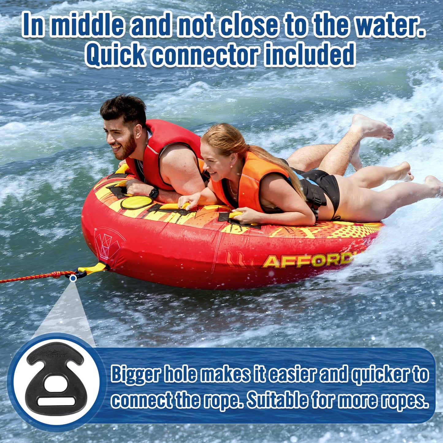 Affordura Towable Tubes for Boating 65in Tubes for Boats to Pull, Boat Tubes and Towables with Quick Connector and Storage Bag