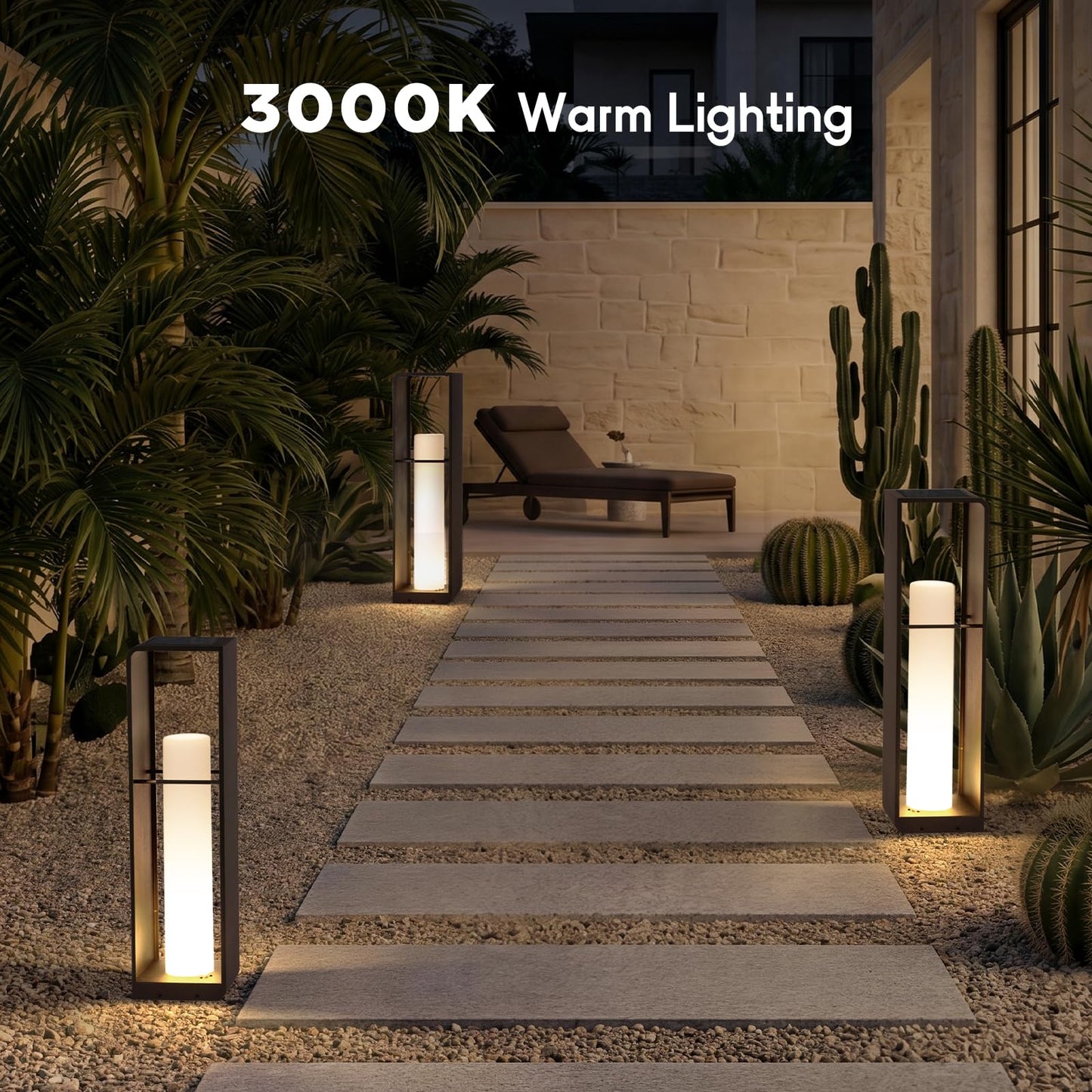Linkmoon Outdoor Lights for Patio, IP65 Solar Lanterns Outdoor Waterproof, 3000K LED Path Lights, Outside Floor Lamp Solar Powered, Dusk to Dawn Landscape Lighting for Deck Garden Yard Backyard Porch