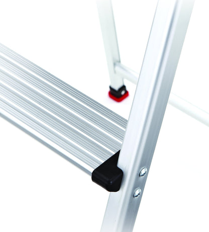 Rubbermaid 3-Step Ladder, Aluminum Lightweight Folding Step Stool with Project Top, Silver, Tested to US Safety Standards, No Assembly Required