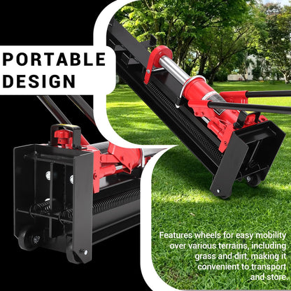 BouPower 12 Ton Hydraulic Manual Log Splitter, Heavy Duty Horizontal Wood Splitter with All-Steel Beam, Portable Firewood Cutter with Built-in Wheels & Spring-Loaded Return, No Gas or Electric Needed