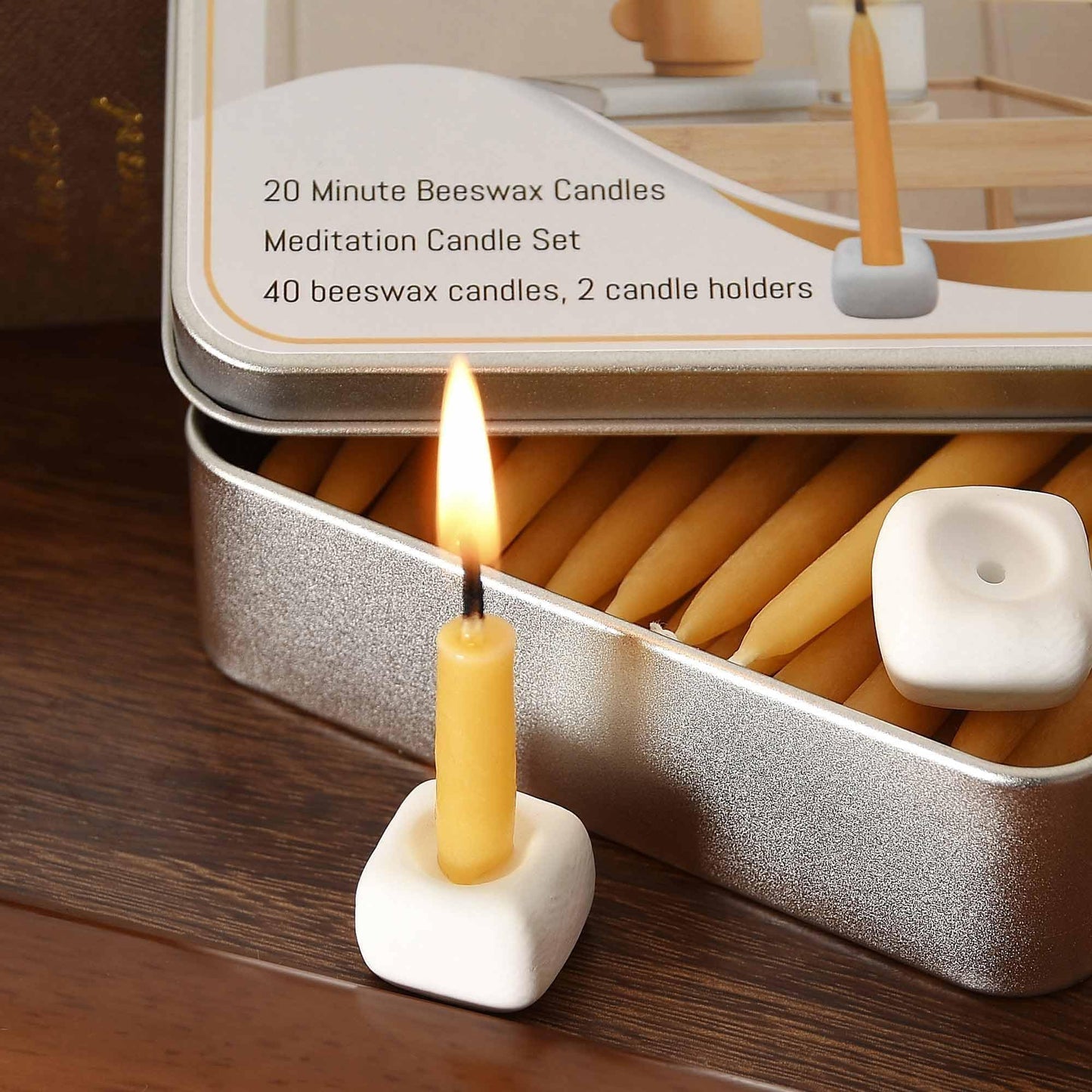 20 Minute Mini Candles Set,2.6 Inch Small Bees Wax Taper Meditation Candles 40Pcs,Candles Smokeless,Dripless for Home,Womens Gifts Yogas-Yellow