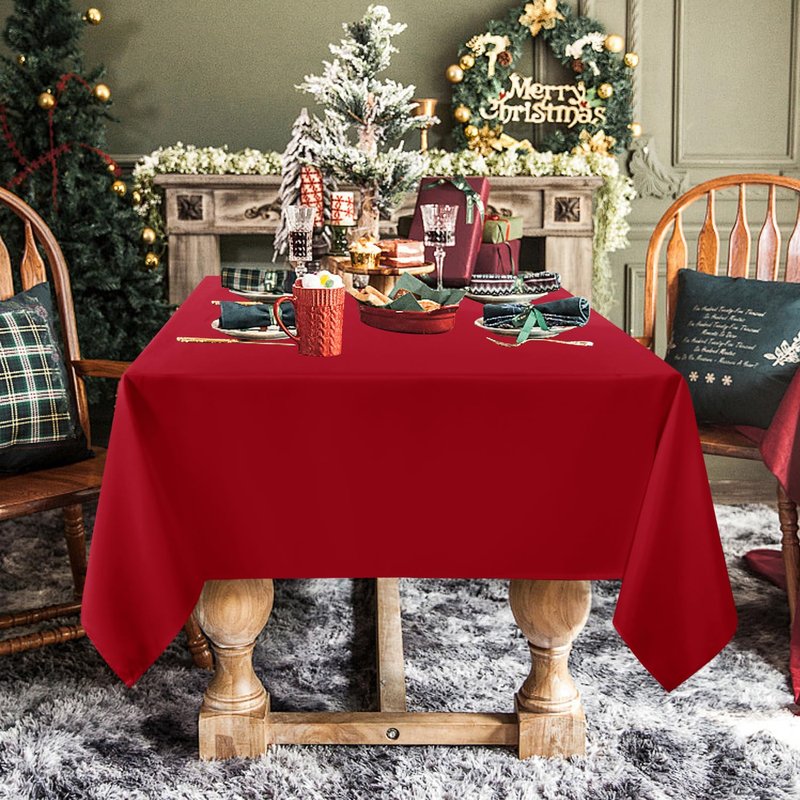 sancua Rectangle Tablecloth - 54 x 78 Inch - Stain and Wrinkle Resistant Washable Polyester Table Cloth, Decorative Fabric Table Cover for Dining Tables, Buffet Parties, Christmas Red