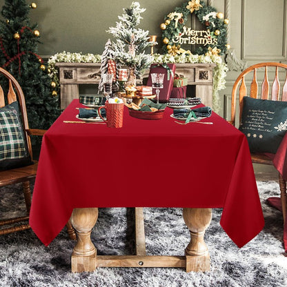 sancua Rectangle Tablecloth - 54 x 78 Inch - Stain and Wrinkle Resistant Washable Polyester Table Cloth, Decorative Fabric Table Cover for Dining Tables, Buffet Parties, Christmas Red