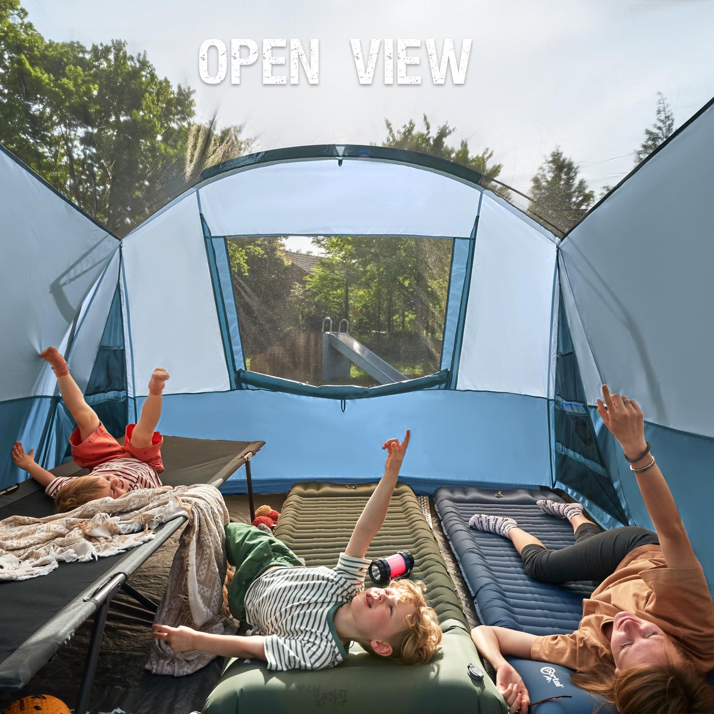 Portal 6 Person Instant Camping Tent with Screen Porch, Easy Set-up Waterproof Large Tunnel Tent, PFAS-Free Family Outdoor Big Tents for Camping, Backyard