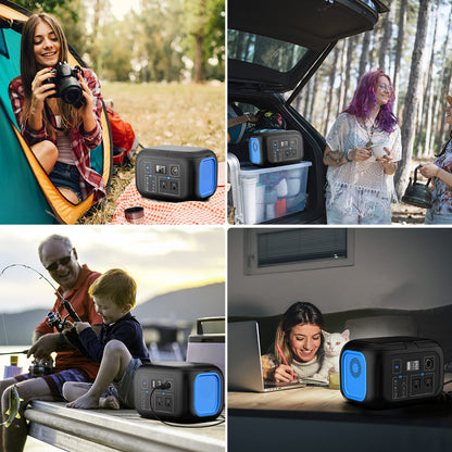 Portable Power Station 600W Power Bank 296Wh Solar Generator Lithium Battery Portable Generator Fast Charging with LED Light Battery Pack 9 Outputs Power Supply for Home Camping Emergency Backup