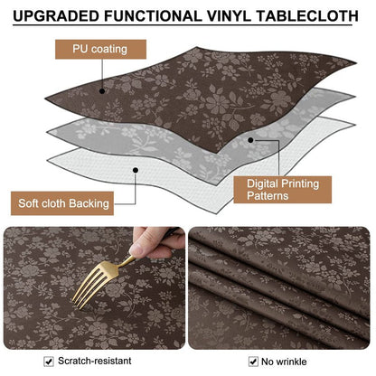 Smiry Rectangle Table Cloth, Waterproof Heavy Duty Vinyl Tablecloths, Wipeable Washable Table Cover for Kitchen and Dining Room (Coffee, 60" X 140")
