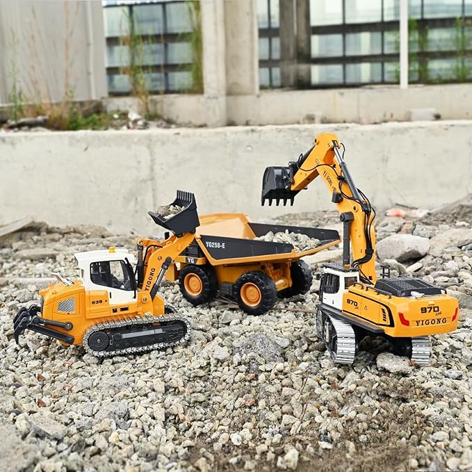 Pro-Grade Remote Control Excavator for Adult Metal Micro-Scale RC Construction Model with Leadscrew Digging System Dual Battery Includes Portable Carry Case