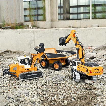Pro-Grade Remote Control Excavator for Adult Metal Micro-Scale RC Construction Model with Leadscrew Digging System Dual Battery Includes Portable Carry Case