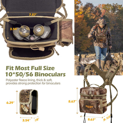 NEW VIEW 60L Hunting Backpack with Waterproof Rain Cover & Bino Packs for Hunting - Binocular Straps Harness Chest Pack
