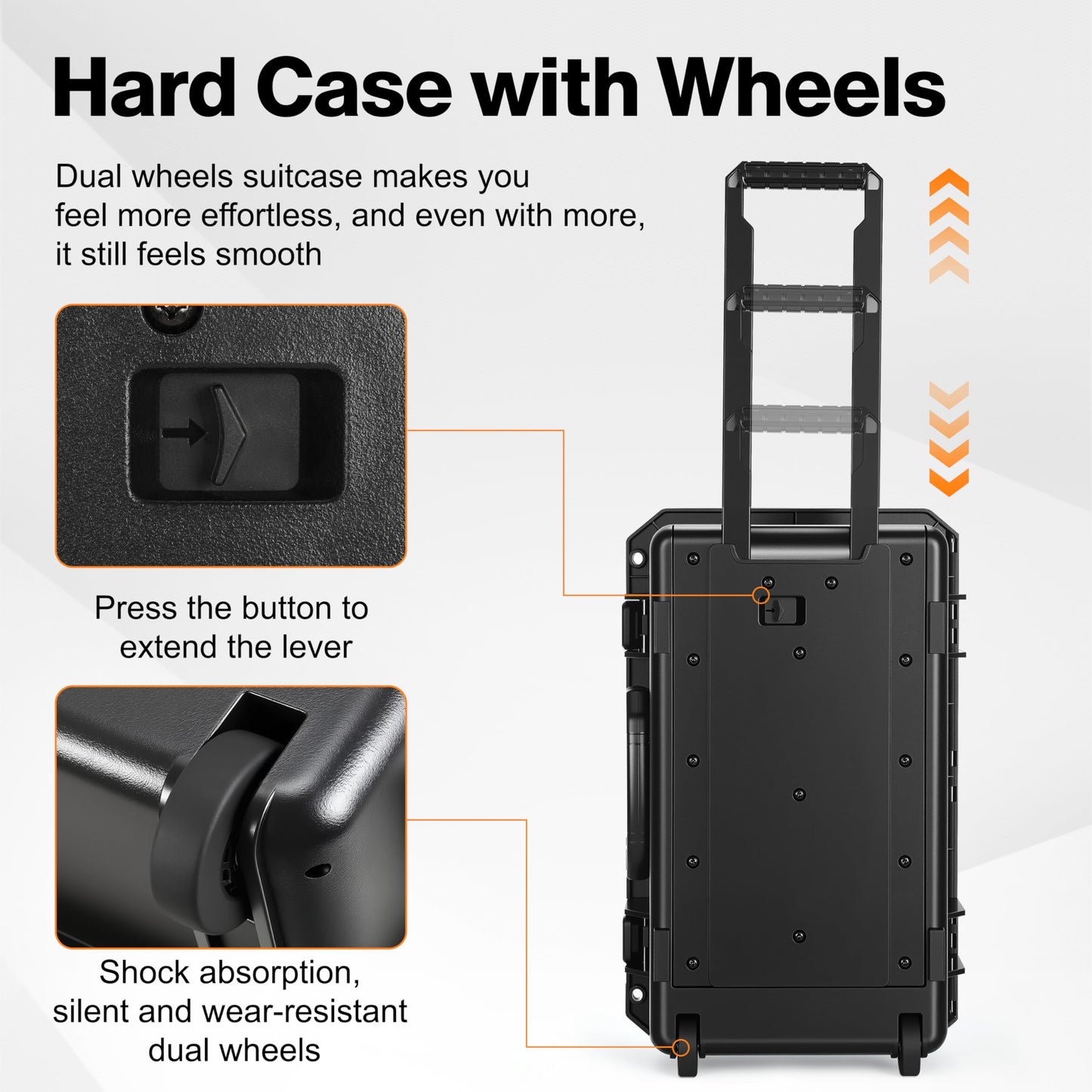 STARTRC VCR Rolling Camera Case 22.7" Waterproof Travel Drone Photo Kit Hard Case with Padded Dividers and Wheels Dustproof/Impact Resistant,Allowed on Board 22.7” x13.8” x 8.07” Black